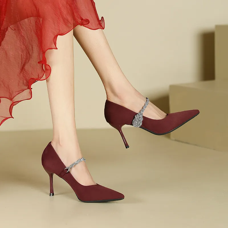 GOSO High Heels Women's Burgundy/Black-4