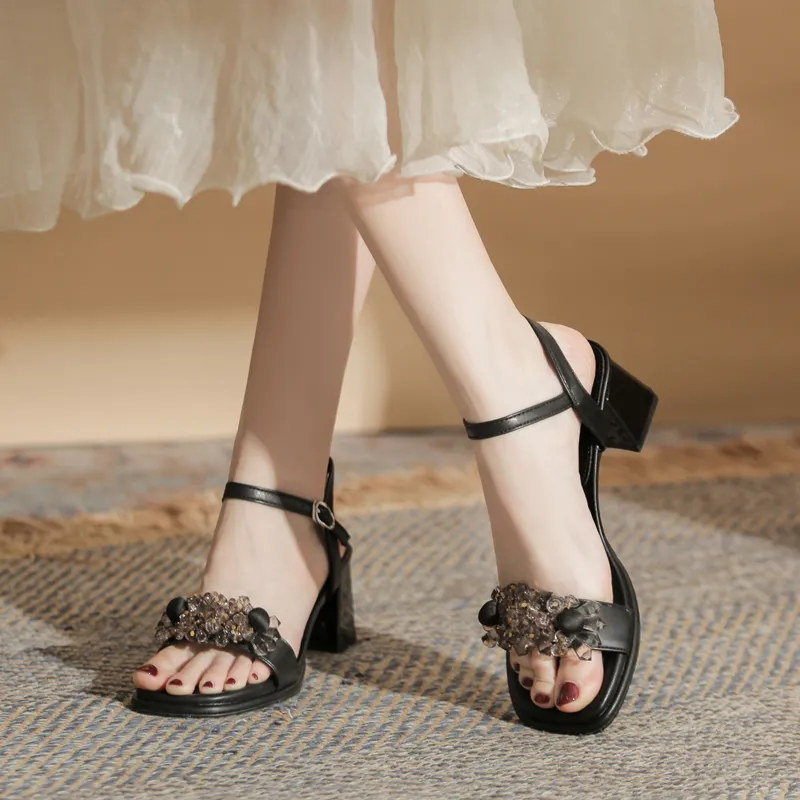 GOSO One Strap Sandals Women's Black-2