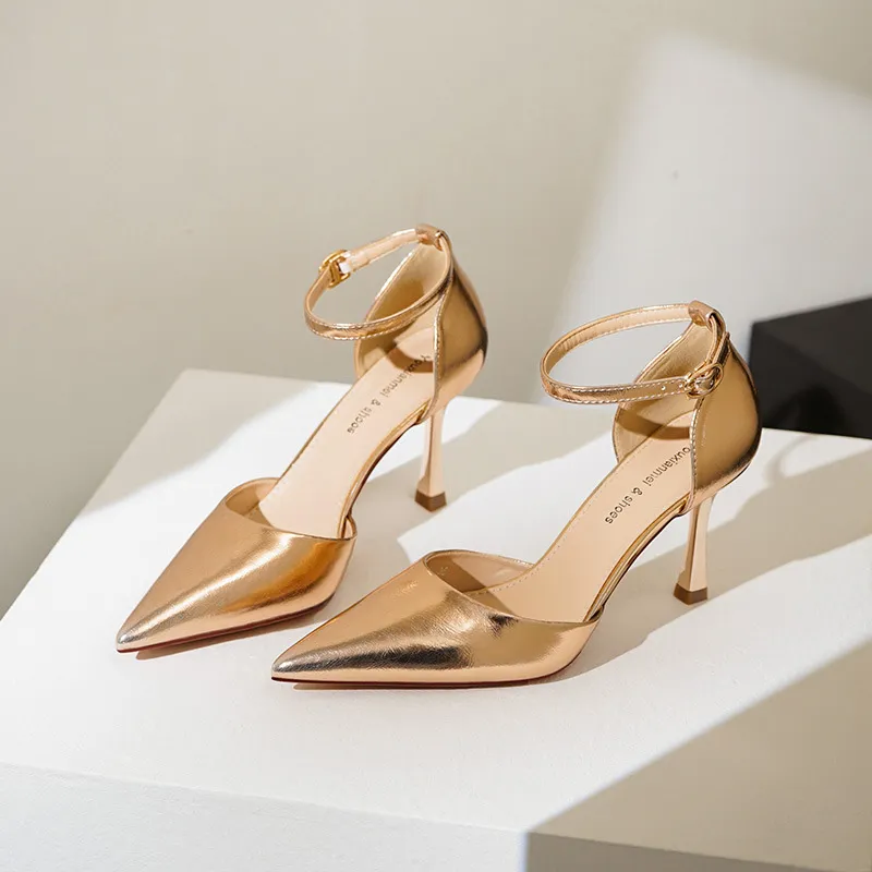GOSO Slim Heel High Heels 6.5CM Women's Silver-9