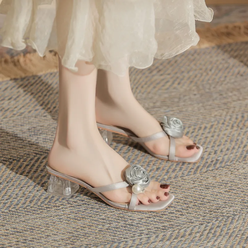 GOSO Rubber Sole Abrasion Resistant Slide Slippers Women's Silver-4