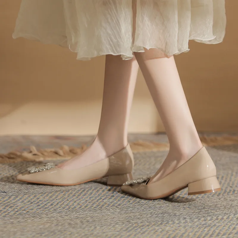 GOSO Chunky Heel High Heels Women's Nude-3