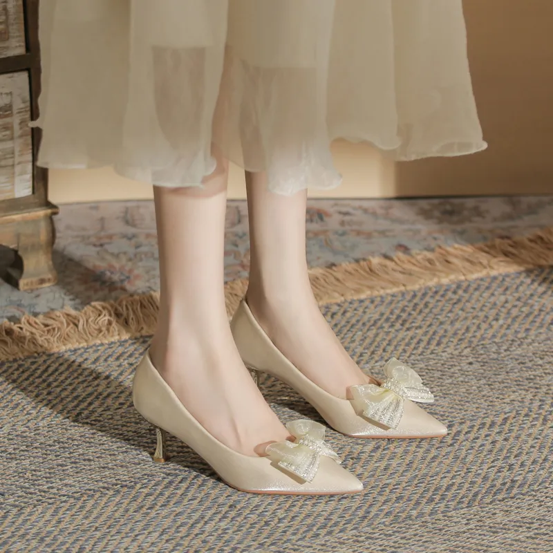 GOSO Slim Heel High Heels 6CM Women's Apricot-1