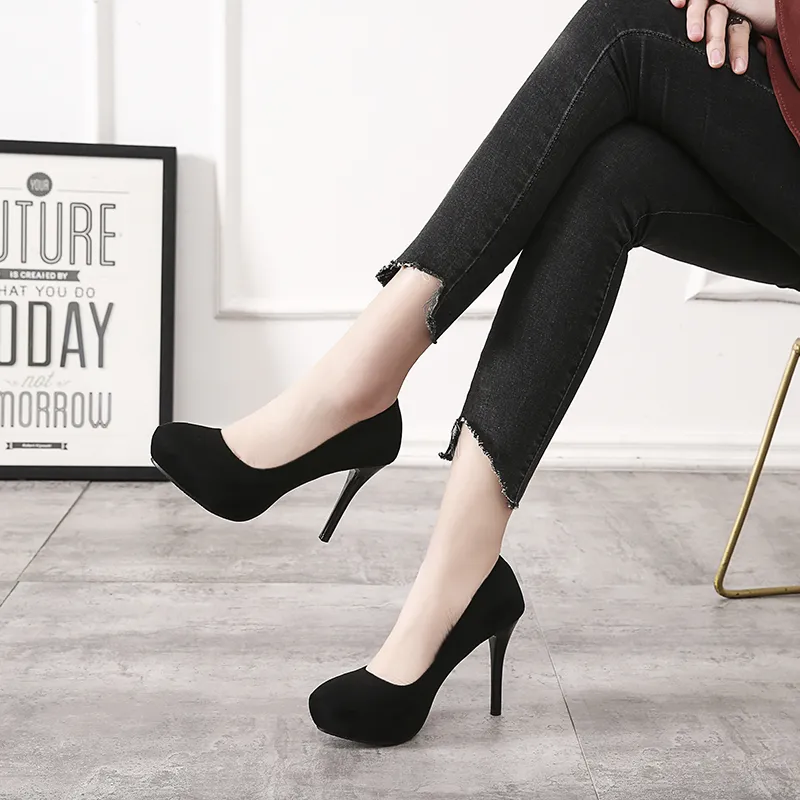 GOSO Slim Heel High Heels Women's Black-4