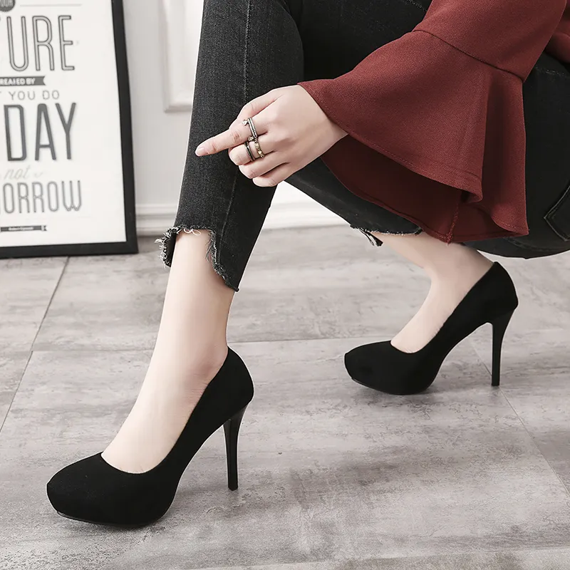 GOSO Slim Heel High Heels Women's Black-3