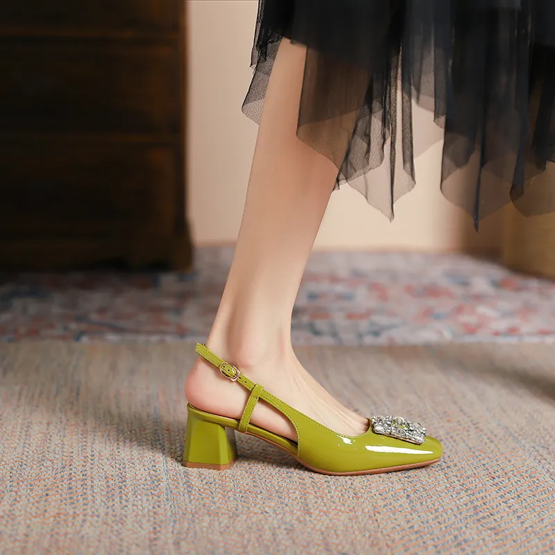GOSO High Heels Women's Mustard Green/Ecru-4