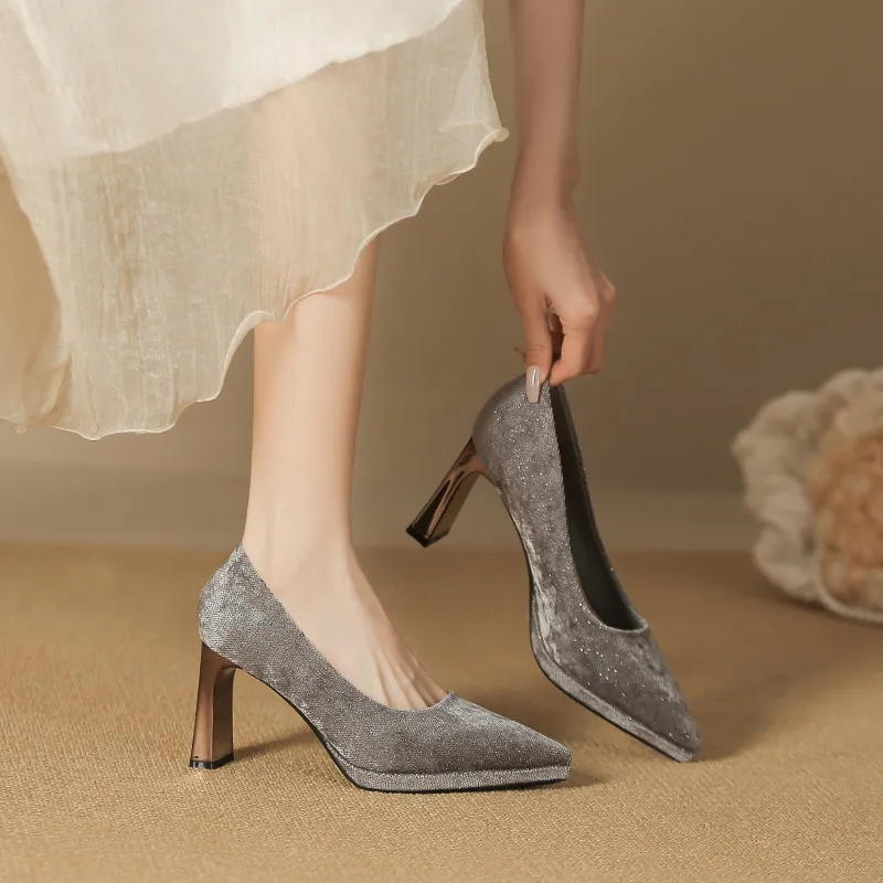 GOSO High Heels Women's Gray/Black-3