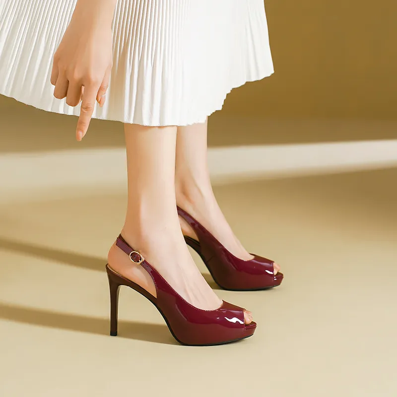 GOSO High Heels Women's Burgundy/Nude/Black/Ecru-2