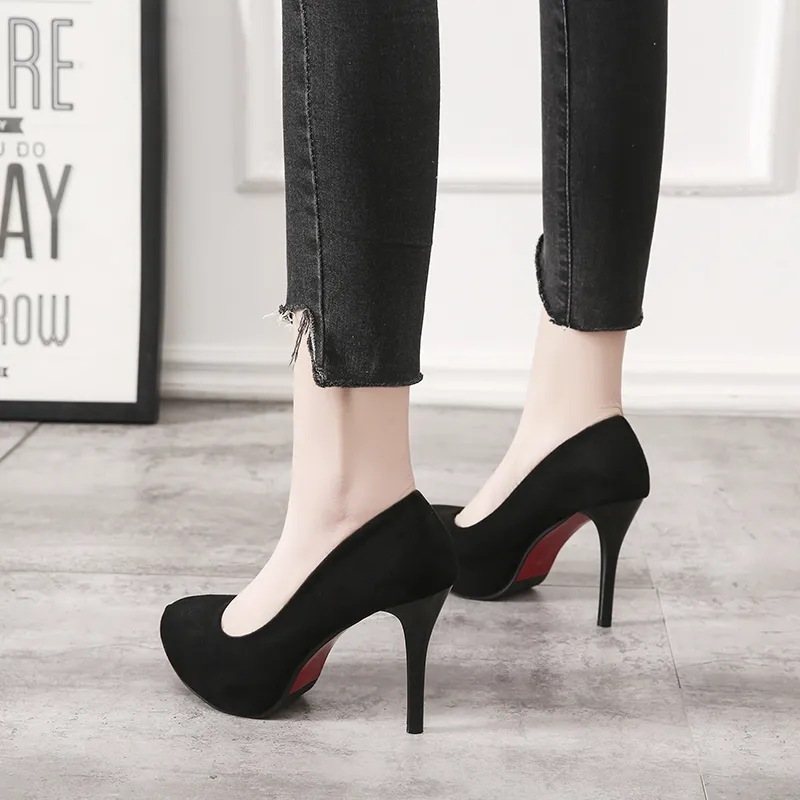 GOSO Slim Heel High Heels Women's Black-5