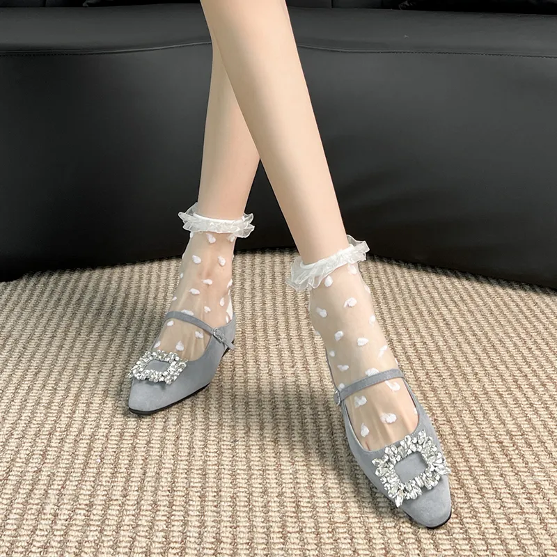 GOSO Rubber Sole Rhinestone Abrasion Resistant Closed Toe Slippers Women's-6