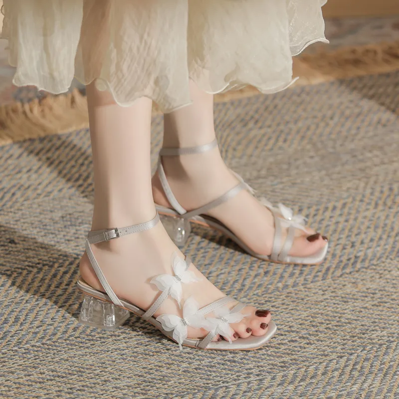 GOSO One Strap Sandals 5CM Women's Silver-1