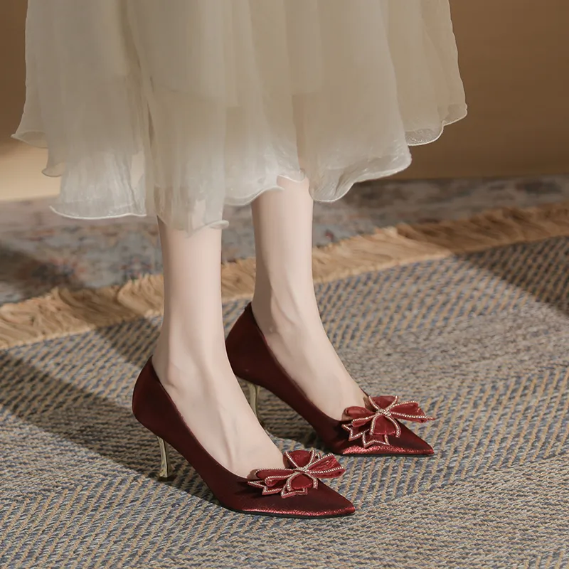 GOSO Slim Heel High Heels Women's Burgundy-2