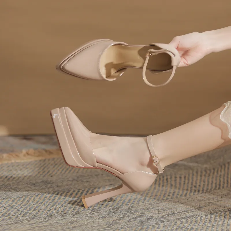 GOSO Chunky Heel High Heels Women's Nude-1