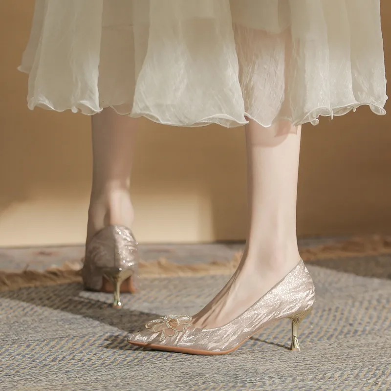 GOSO Slim Heel High Heels 6CM Women's Champagne-2