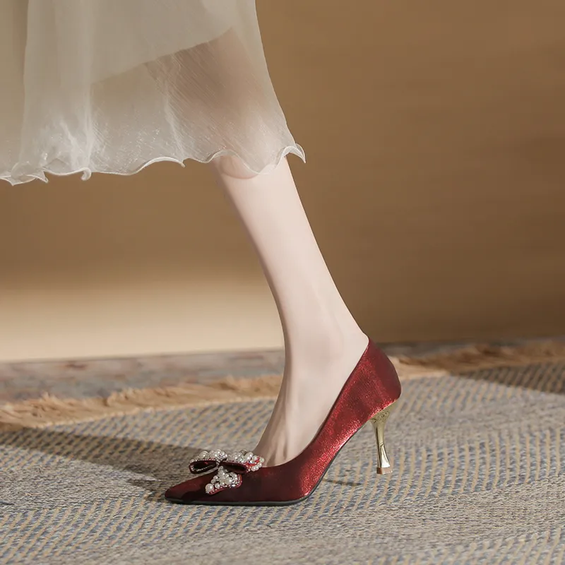 GOSO Slim Heel High Heels Women's Burgundy-3