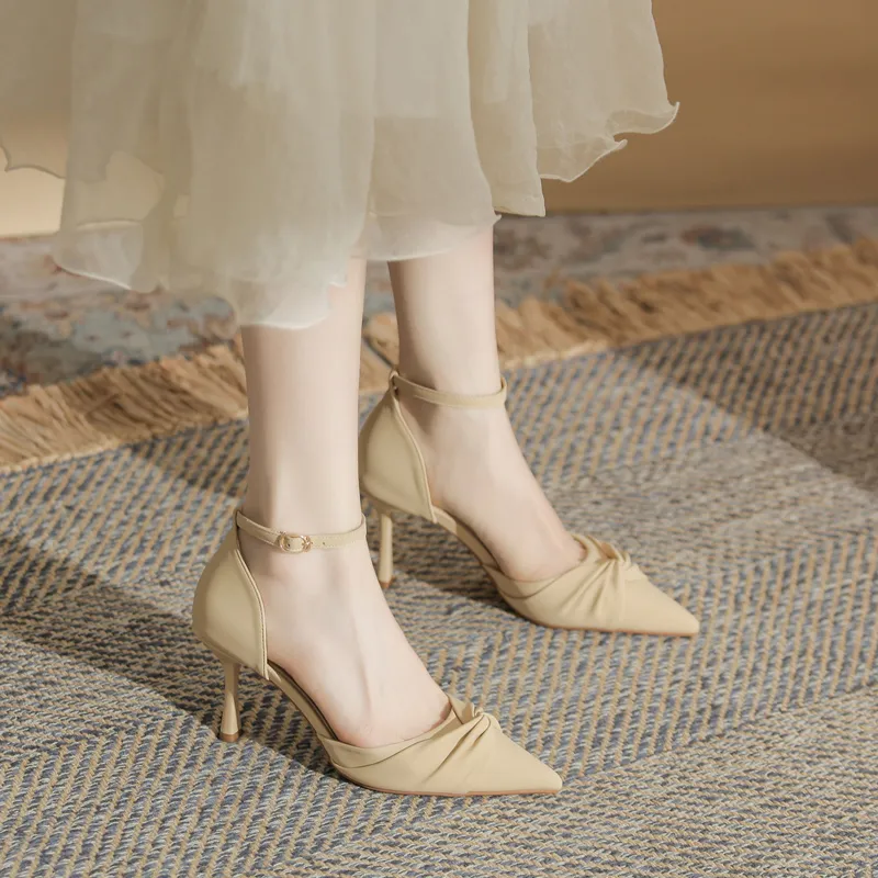 GOSO Slim Heel High Heels 8CM Women's Nude-5