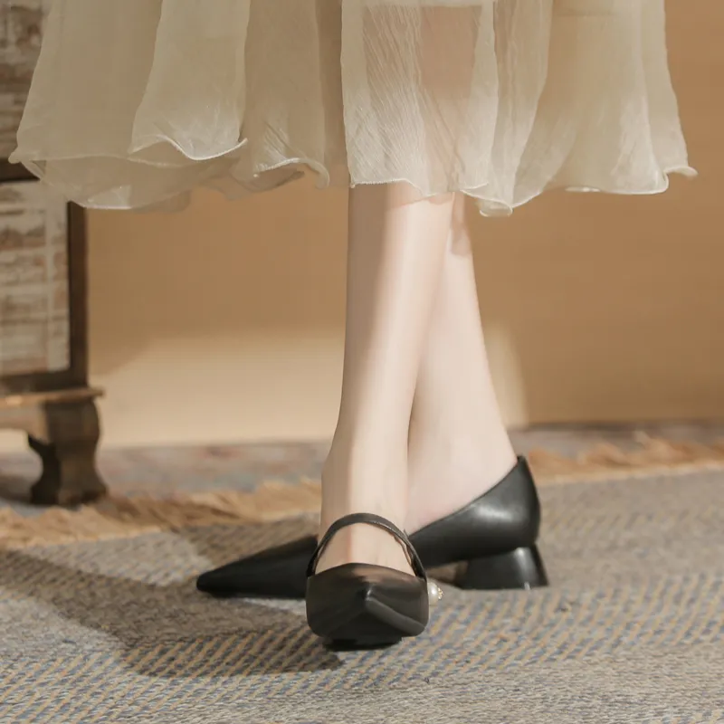 GOSO Chunky Heel High Heels 3CM Women's Black-4