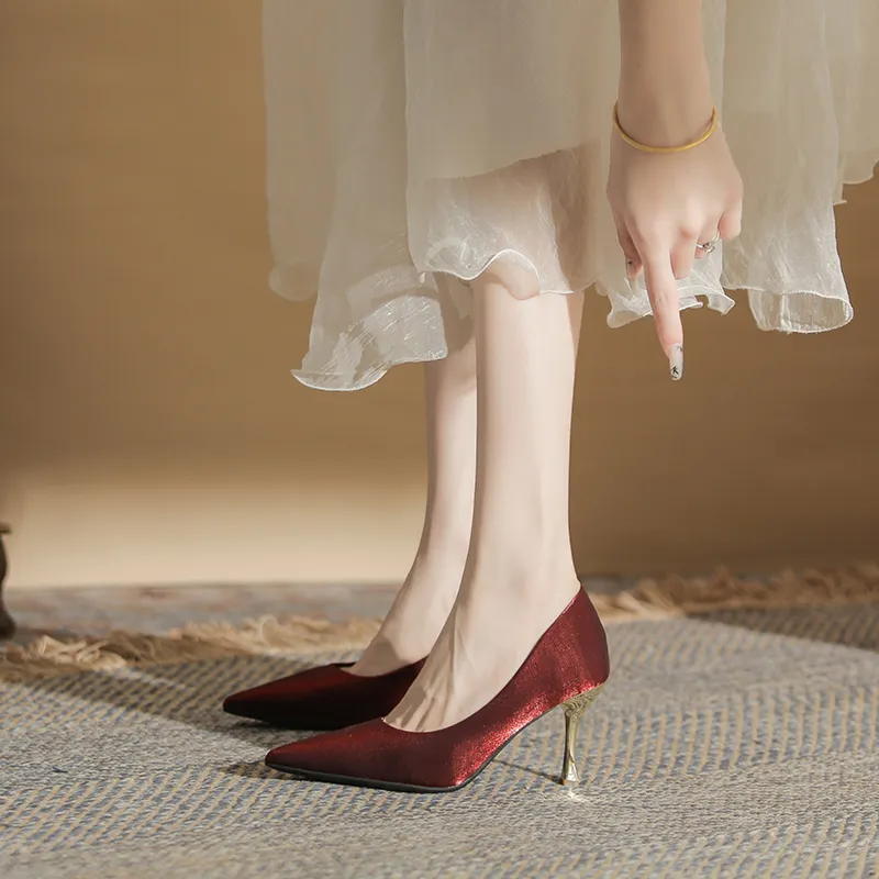GOSO High Heels Women's Burgundy-1