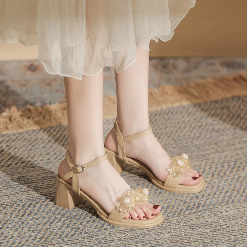 GOSO One Strap Sandals Women's Milk Tea-5