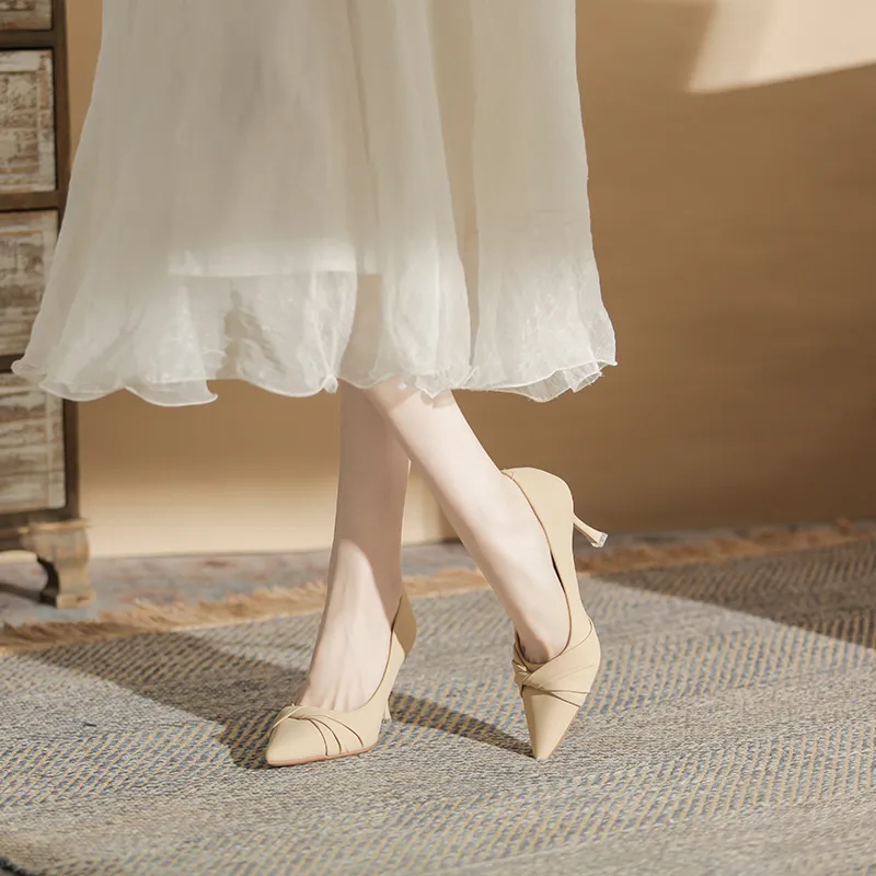 GOSO Slim Heel High Heels 6CM Women's Nude-4