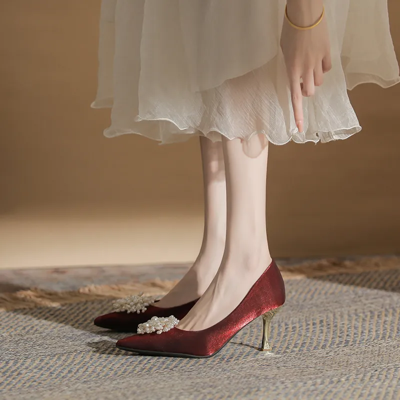 GOSO High Heels Women's Burgundy-1