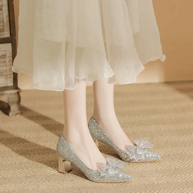 GOSO High Heels Women's Silver/Champagne Gold-5