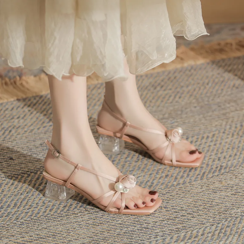 GOSO One Strap Sandals 5CM Women's Pink-2