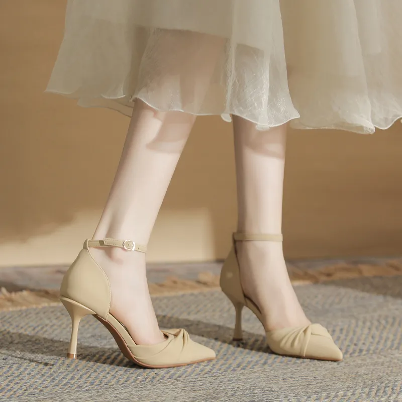 GOSO Slim Heel High Heels 8CM Women's Nude-4