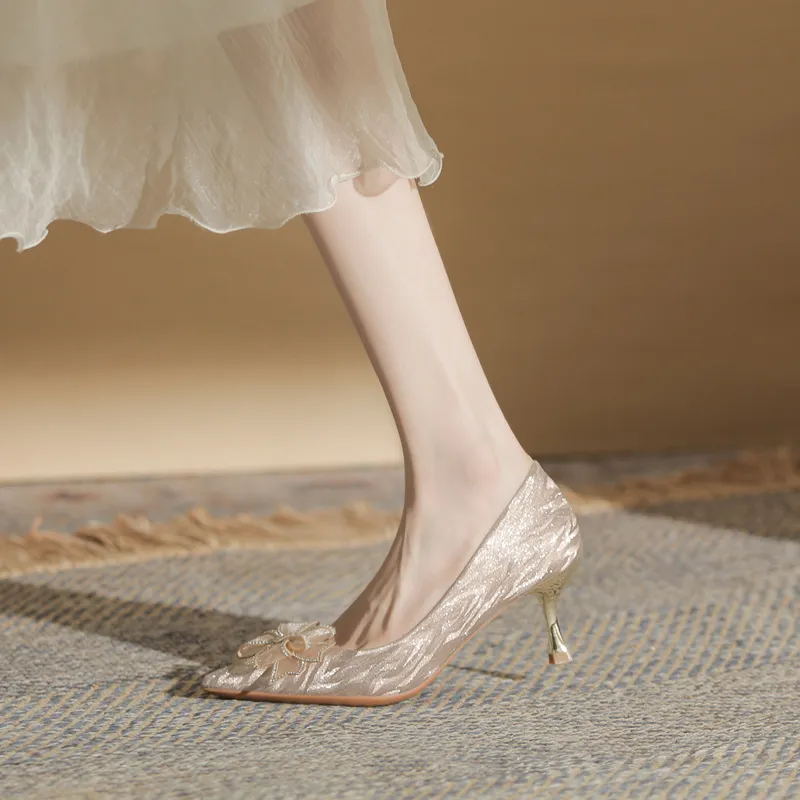 GOSO Slim Heel High Heels 6CM Women's Champagne-4