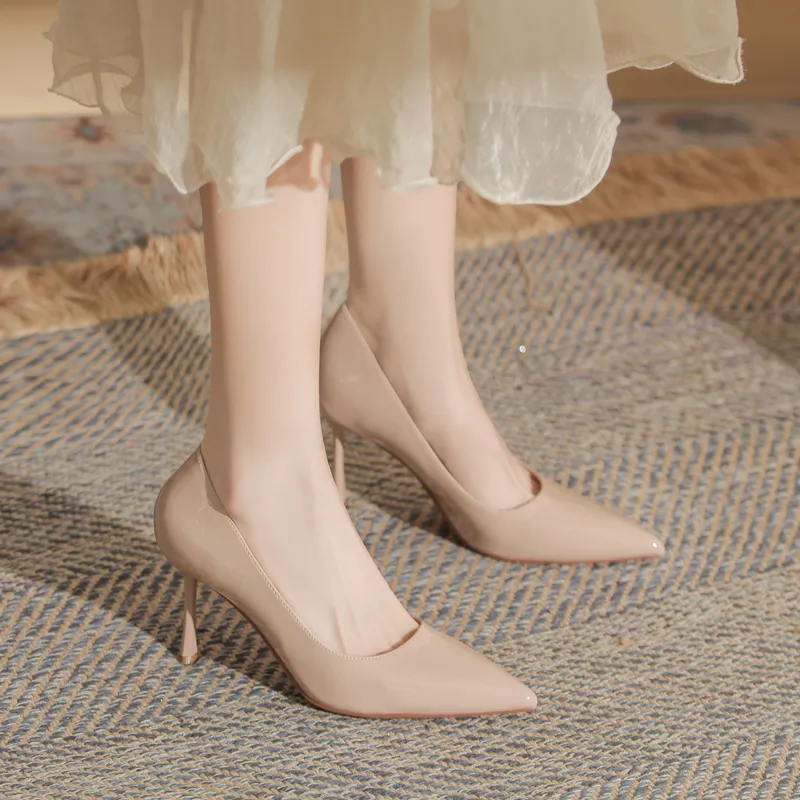 GOSO Slim Heel High Heels 7CM Women's Nude-3