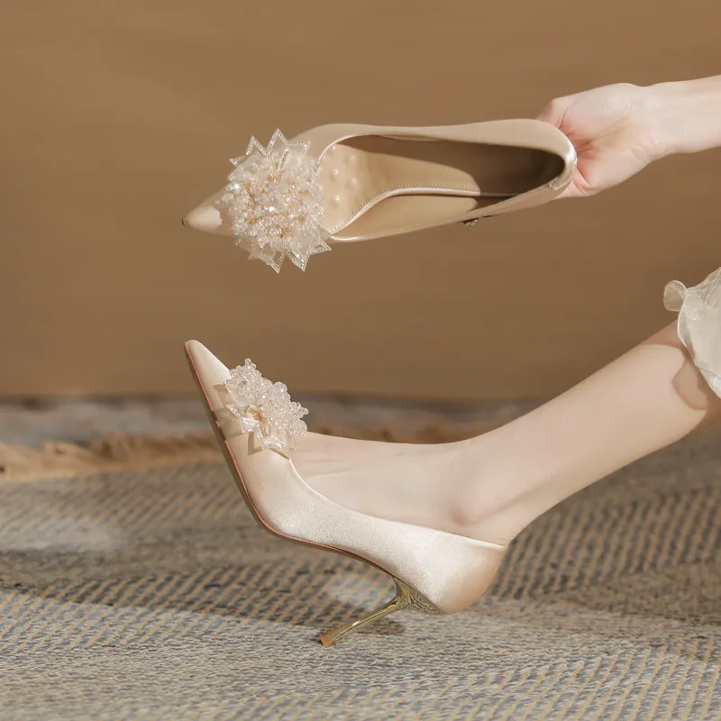 GOSO Chunky Heel High Heels Women's Champagne-3