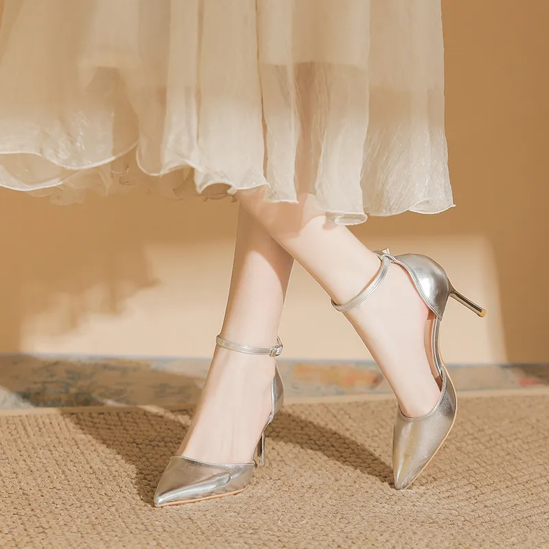 GOSO Slim Heel High Heels Women's Silver-4