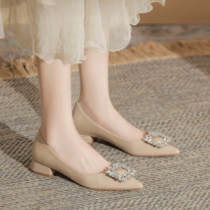 GOSO Chunky Heel High Heels Women's Nude-5
