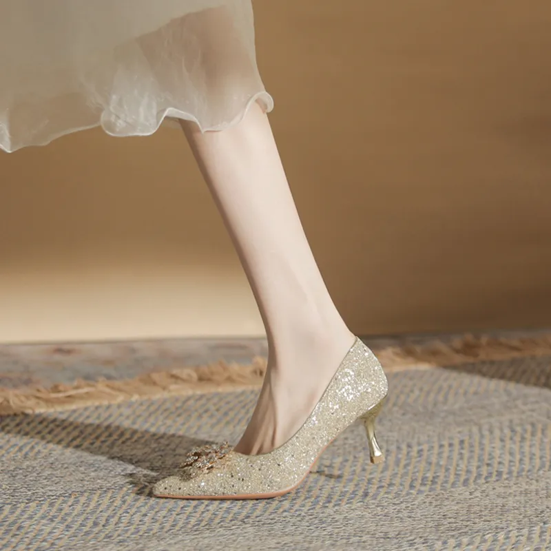 GOSO Slim Heel High Heels Women's Champagne-5
