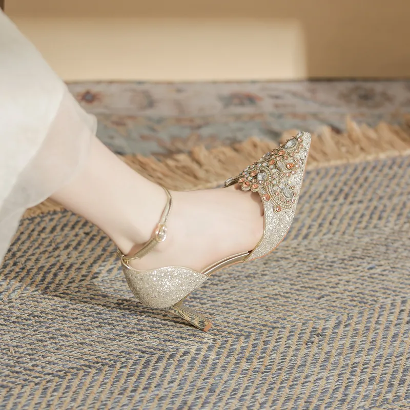 GOSO Chunky Heel High Heels Women's Champagne-5