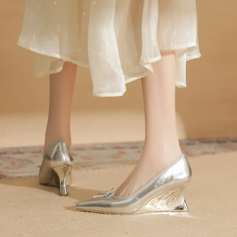 GOSO Wedge Heel High Heels 7cm Women's Silver-2