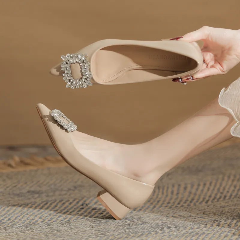 GOSO Chunky Heel High Heels Women's Nude-2