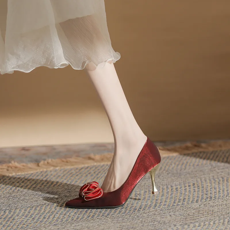 GOSO Slim Heel High Heels Women's Burgundy-3