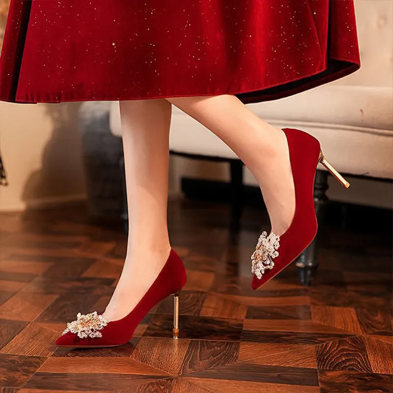 GOSO Slim Heel High Heels Women's Red-1