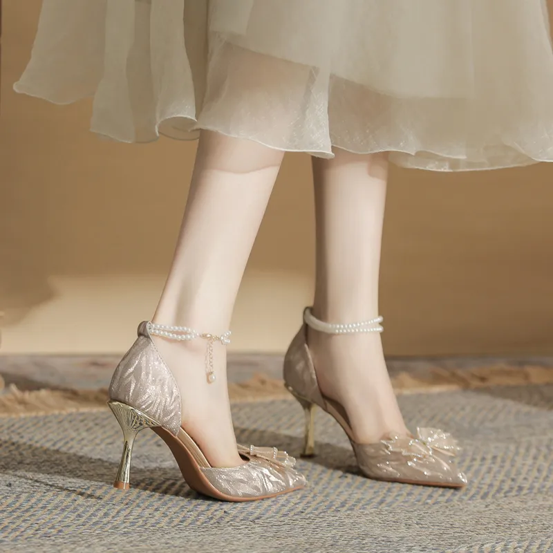 GOSO Slim Heel High Heels Women's Champagne-4