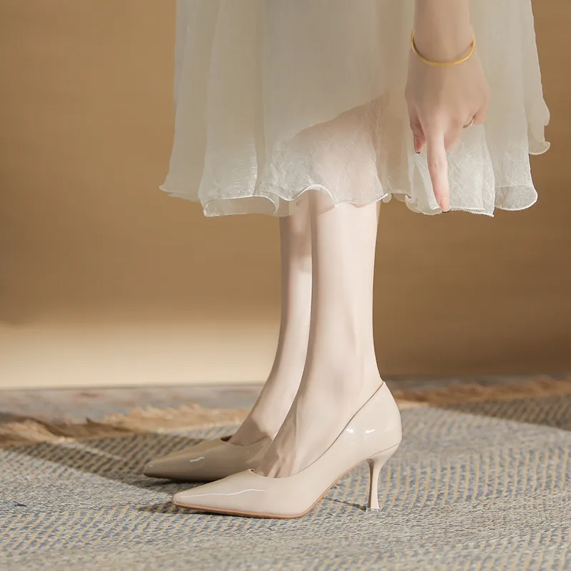 GOSO Slim Heel High Heels Women's Nude-1