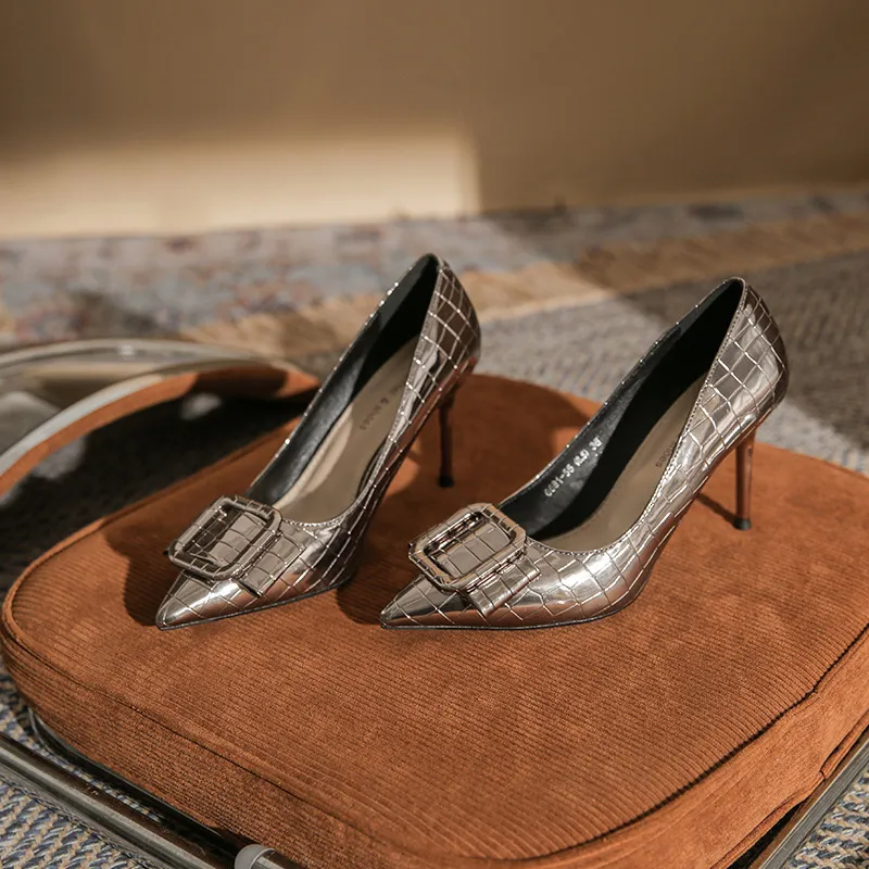 GOSO Slim Heel High Heels 6.5CM Women's Gunmetal-4