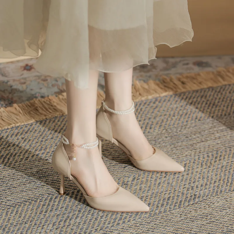 GOSO Slim Heel High Heels Women's Nude-3