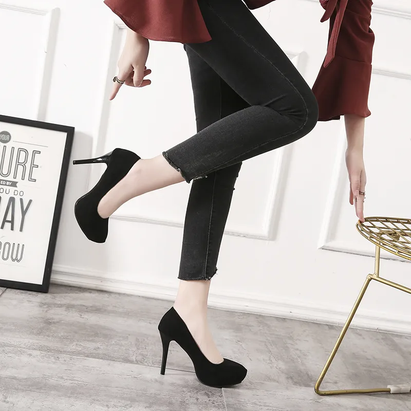 GOSO Slim Heel High Heels Women's Black-2