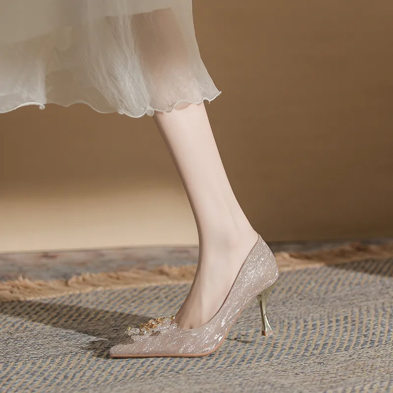 GOSO Slim Heel High Heels Women's Champagne-3