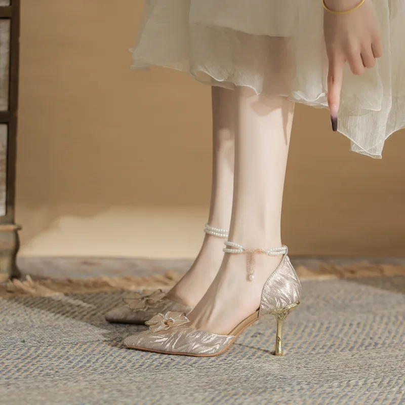 GOSO Slim Heel High Heels Women's Champagne-2