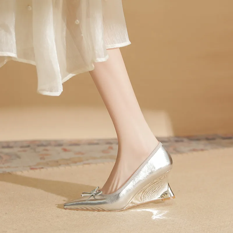 GOSO Wedge Heel High Heels 7cm Women's Silver-4