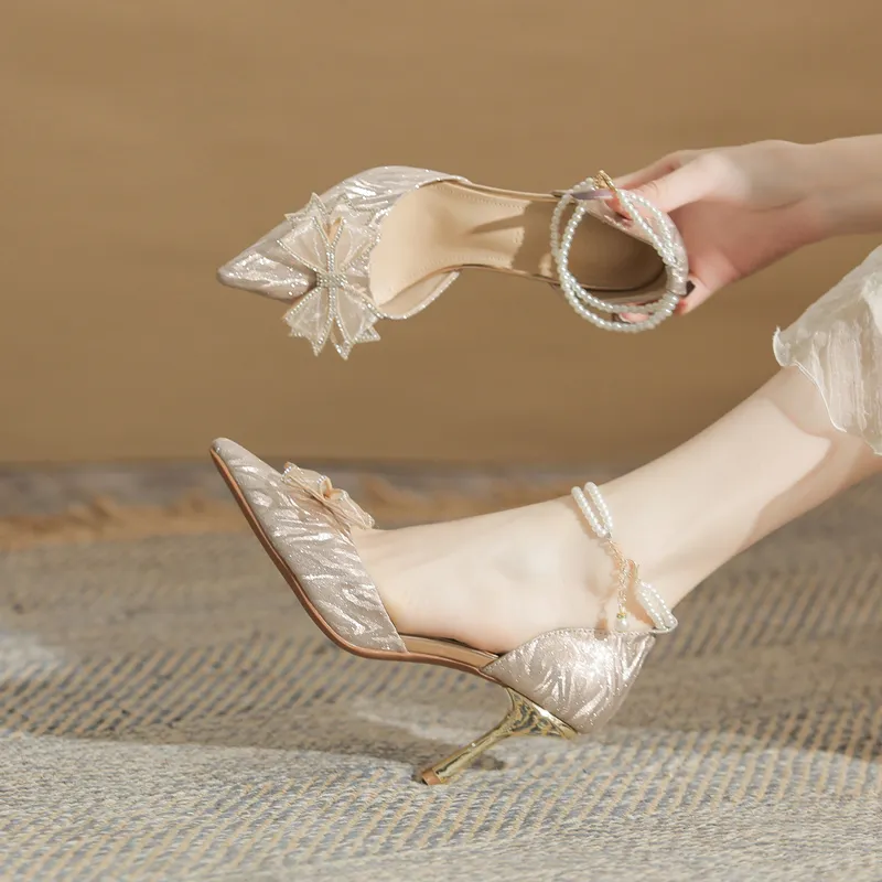 GOSO Slim Heel High Heels Women's Champagne-5