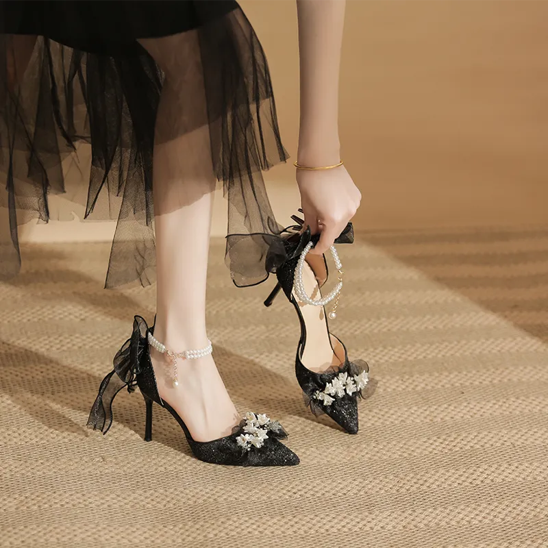 GOSO Slim Heel High Heels Women's Black-5