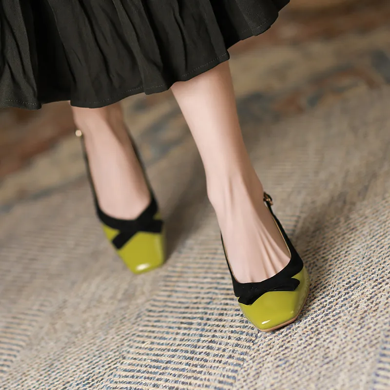 GOSO High Heels Women's Mustard Green/Ecru-1