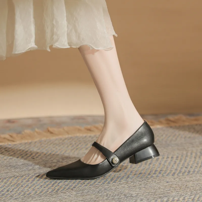 GOSO Chunky Heel High Heels 3CM Women's Black-5